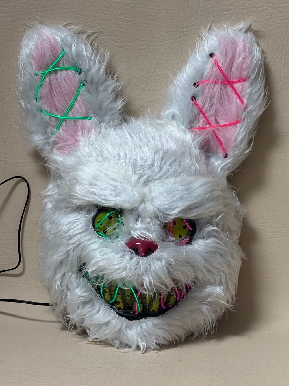 Halloween LED Bunny Animal Face Mask with 4 Light Modes, Battery Powered Costume